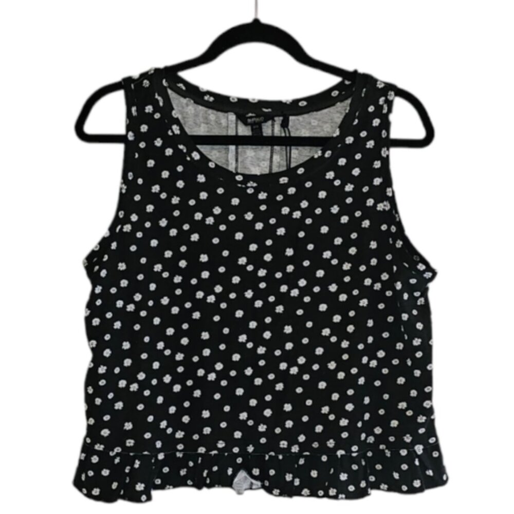 Black and White Buffalo David Bitton Women's Cotton Floral Cotton Tank Top